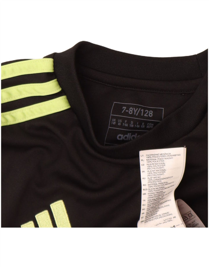 Adidas Boys T-Shirt Top 7-8 Years Black Polyester