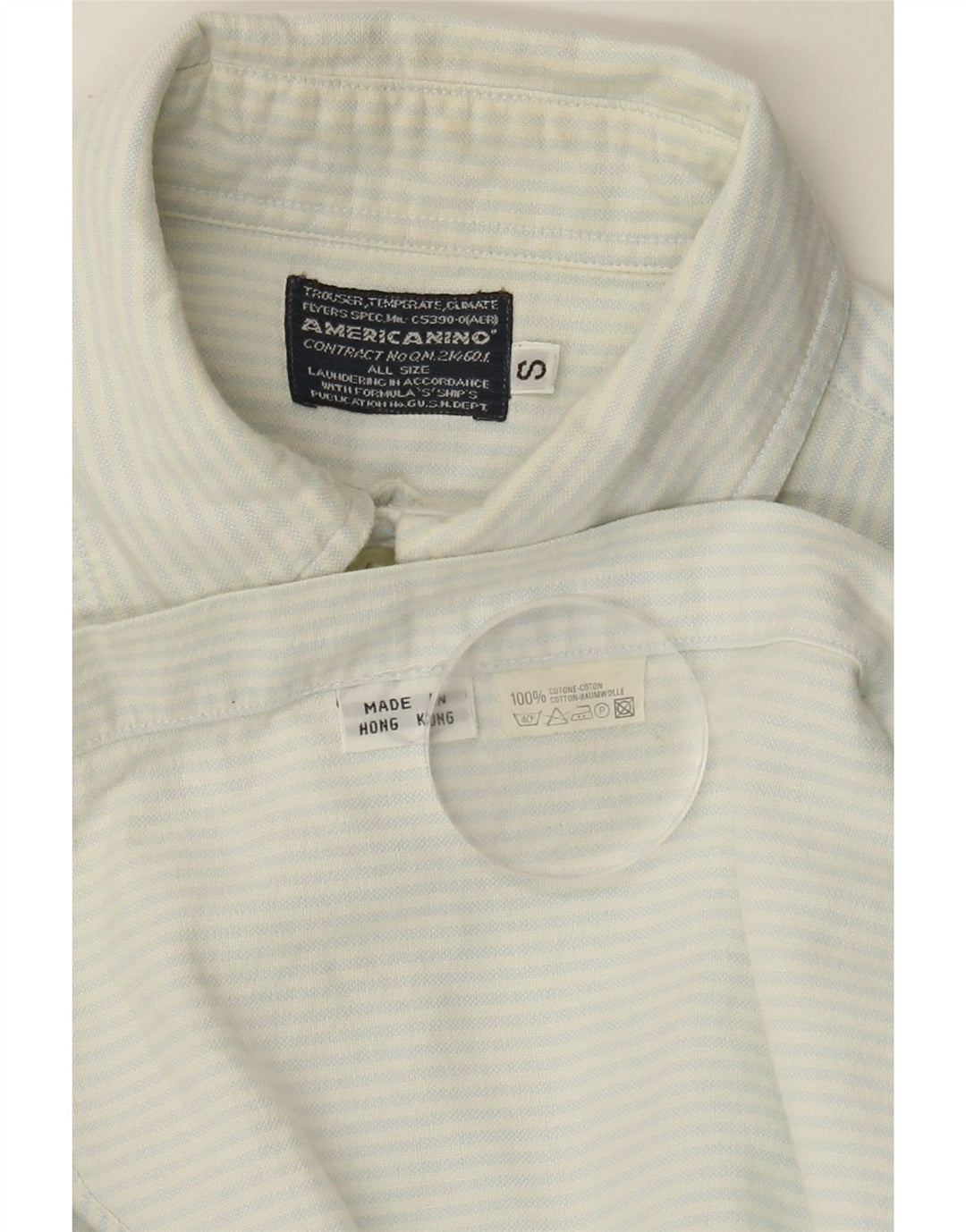 AMERICANINO Mens Shirt Small Blue Pinstripe Cotton