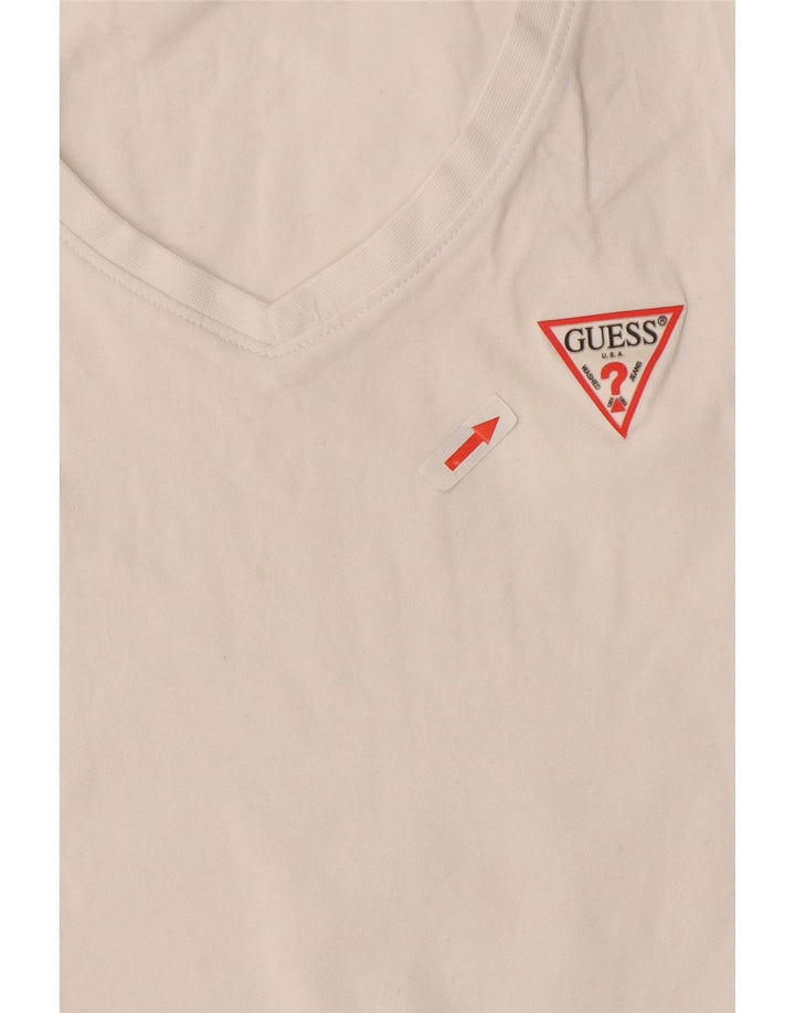 Guess Γυναικείο T-Shirt Top UK 12 μεσαίο λευκό βαμβακερό