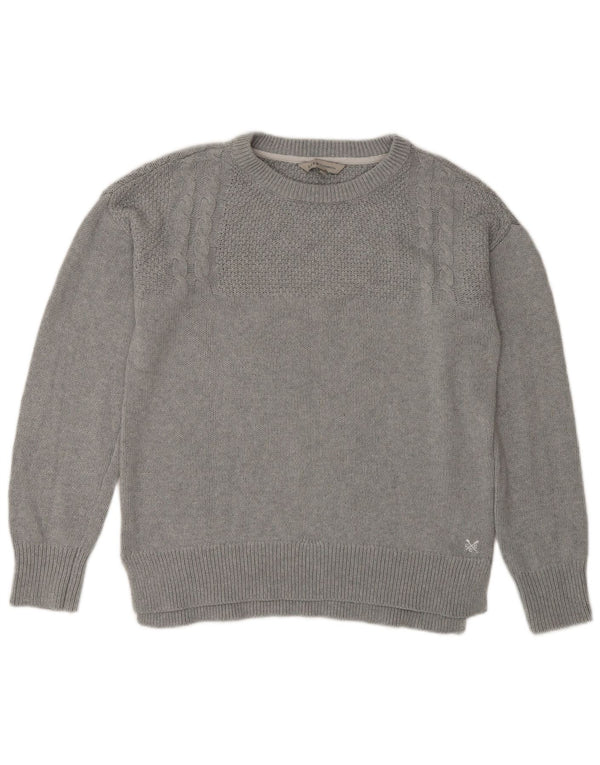 Crew Clothing Γυναικείο πουλόβερ για λαιμό UK 12 μεσαίο γκρι βαμβακερό
