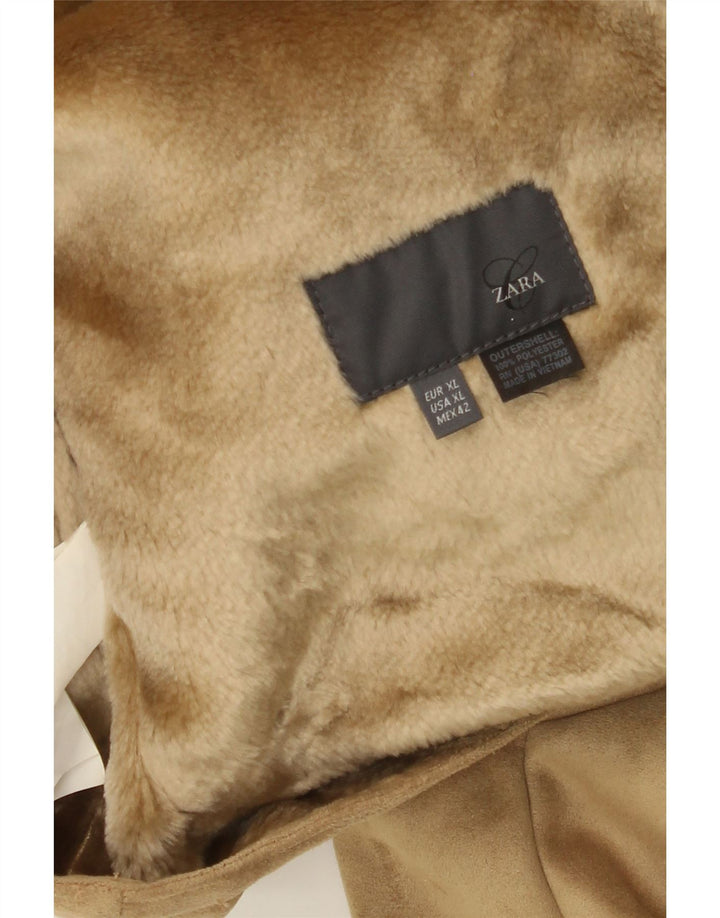Zara Mens Sherpa Jacket UK 42 XL Beige Polyester