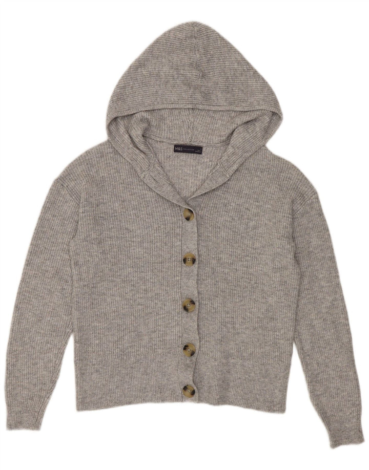 Γυναικείο πουλόβερ ζακέτα με κουκούλα Marks & Spencer UK 14 Medium Grey Polyester