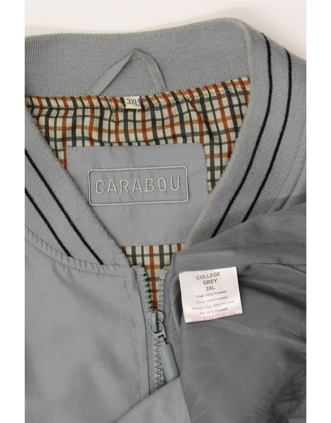 CARABOU Ανδρικό Bomber Jacket UK 46 3XL Γκρι Πολυεστέρας