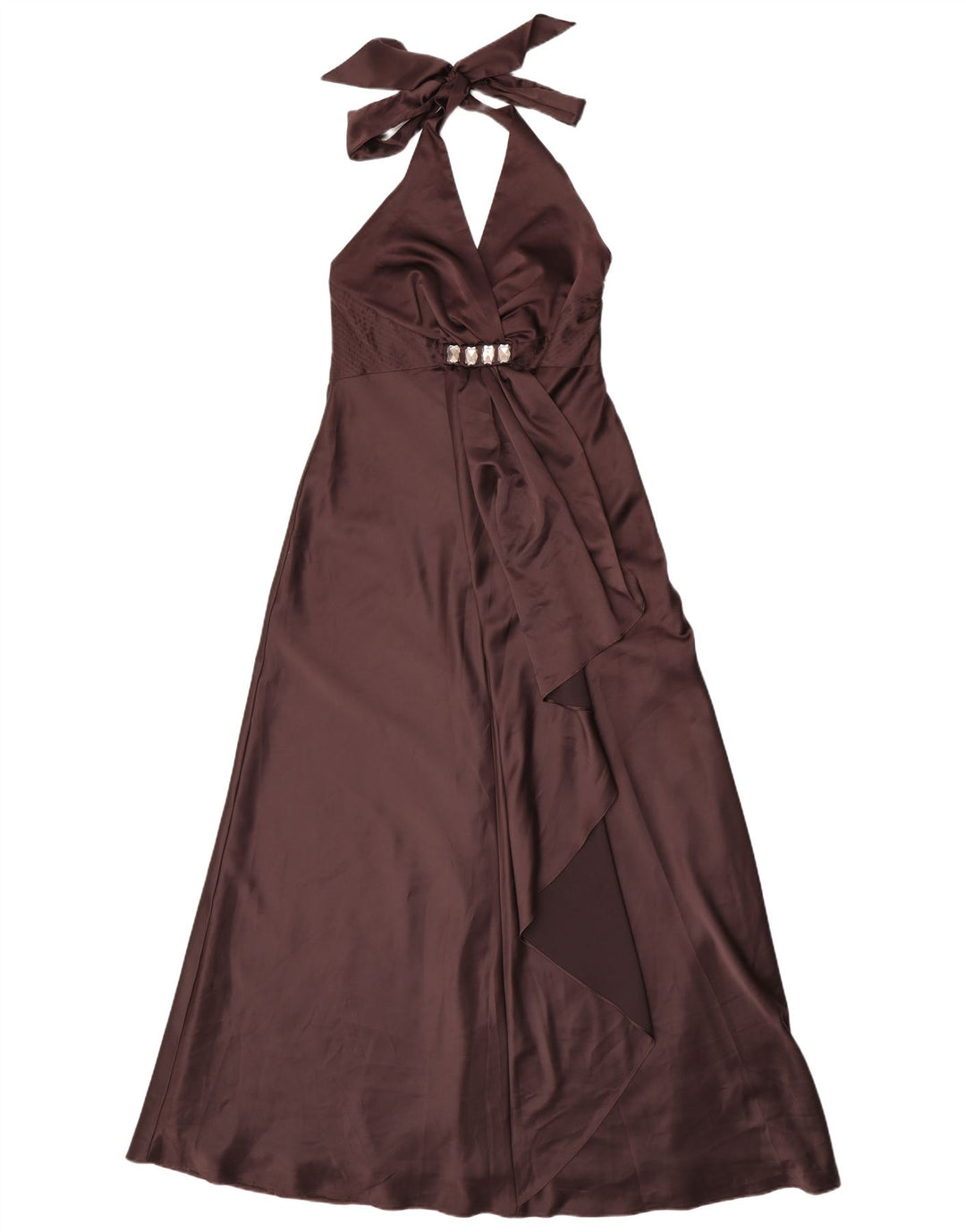 Πρωτοεμφανιζόμενο γυναικείο φόρεμα Maxi Halter UK 12 μεσαίου καφέ πολυεστέρας