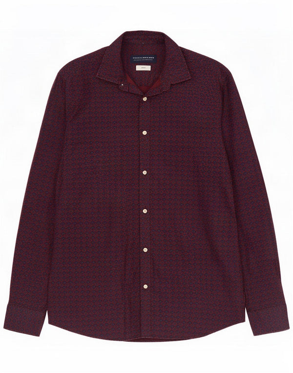 Jack & Jones Ανδρικό πουκάμισο Small Burgundy Floral Cotton