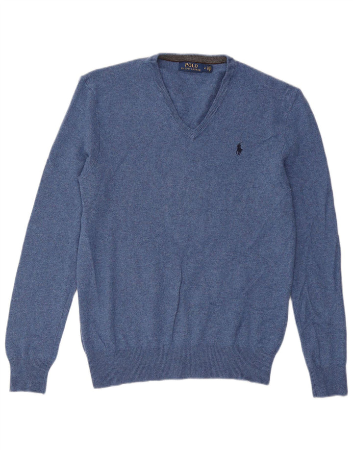 Πόλο Ralph Lauren Ανδρικό πουλόβερ με λαιμόκοψη με λαιμόκοψη σε μεσαίο μπλε μαλλί