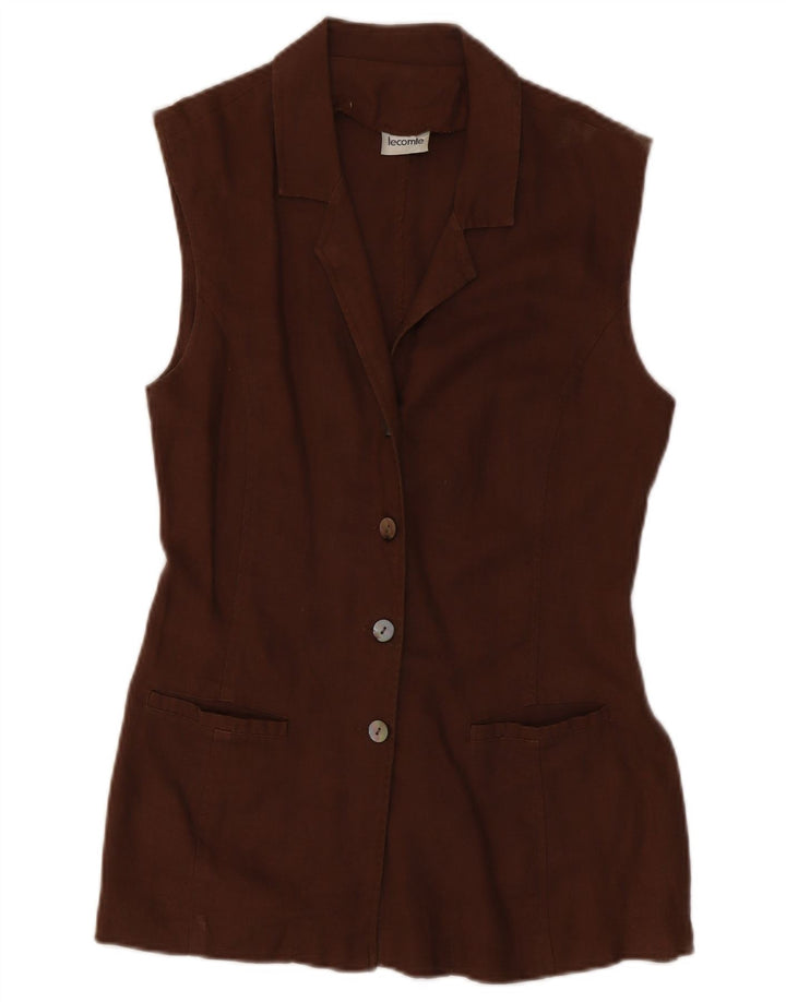 Lecomte Γυναικείο Αμάνικο σακάκι με 3 κουμπιά UK 10 Small Brown