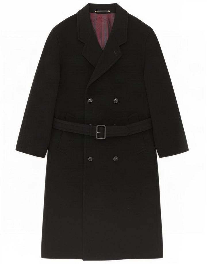 Vintage Ανδρικό Διπλό Παλτό UK 38 Medium Black Wool