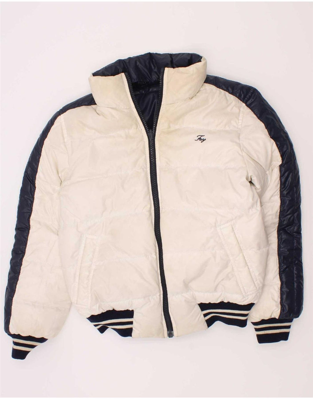 Fay Boys Hooded Reversible Jacket 7-8 Years Navy Blue ριγέ