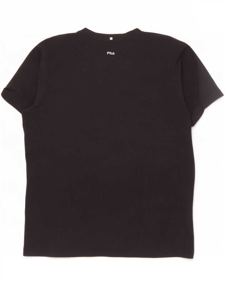 Ανδρικό γραφικό T-Shirt Fila Top Μεσαίο μαύρο βαμβακερό
