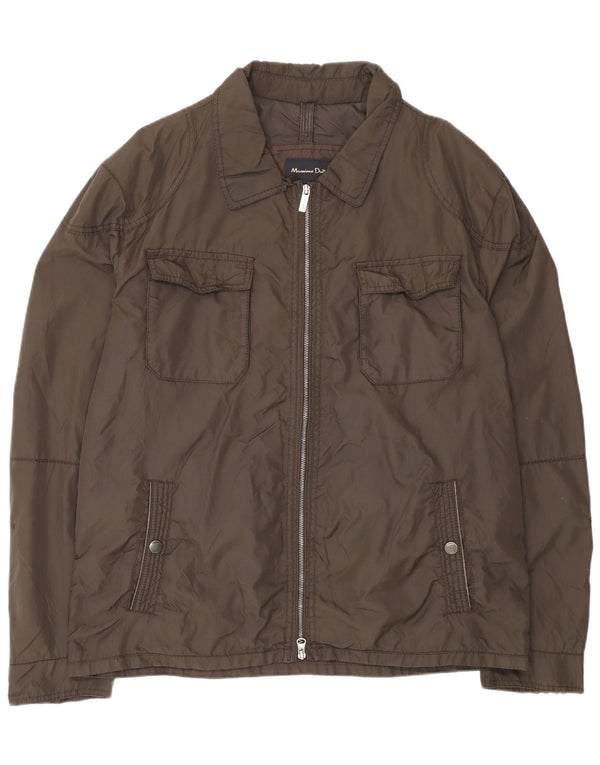 Massimo Dutti Mens Utility Jacket UK 44 2XL Brown Nylon
