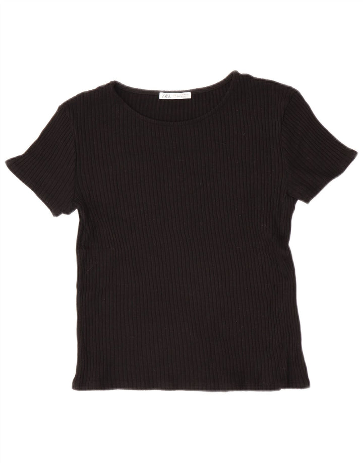Zara Γυναικείο T-Shirt Top UK 12 Medium Black
