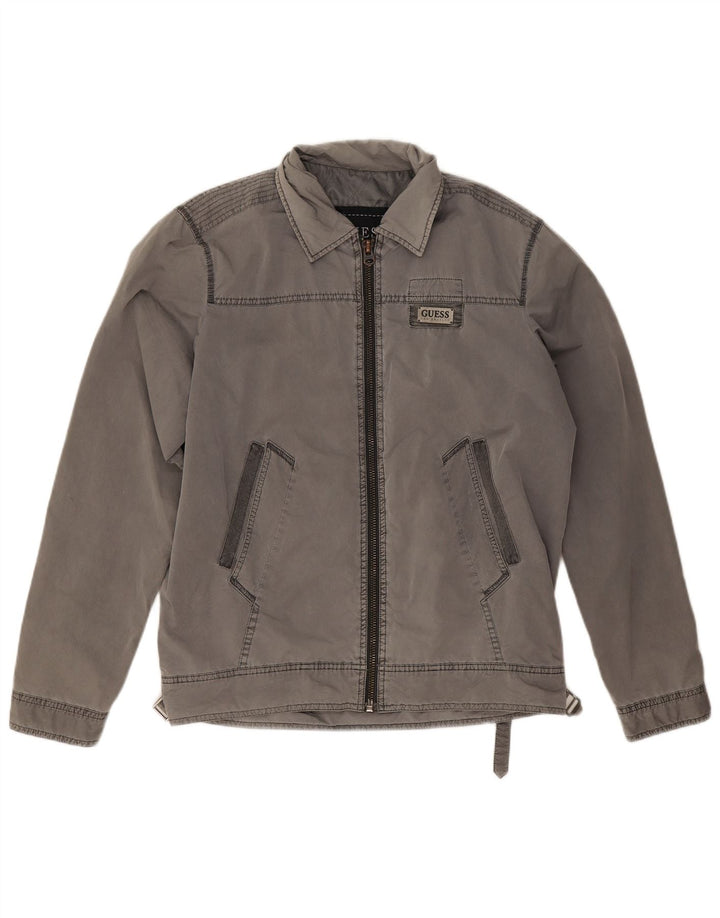Guess Mens Bomber Jacket UK 38 Medium Grey Polyester