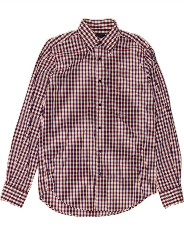 TOMMY HILFIGER Mens Tailored Shirt Size 15 1/2 39 Medium Red Check Vintage Tommy Hilfiger and Second-Hand Tommy Hilfiger from Messina Hembry 