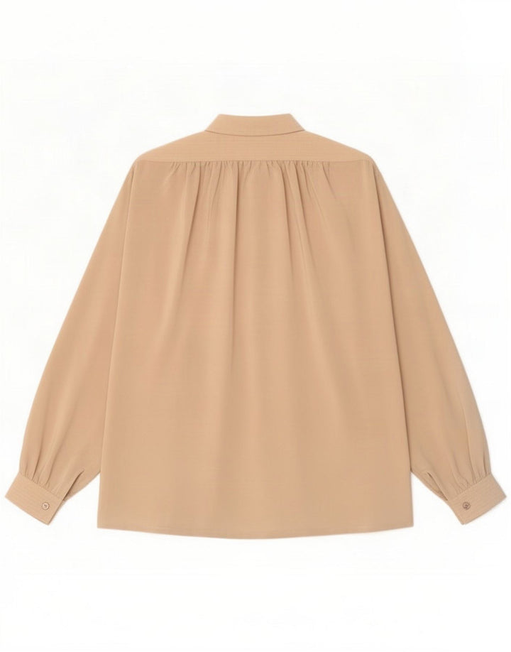 Vintage Γυναικείο πουκάμισο Oversized Μπλούζα IT 42 Medium Beige Polyester