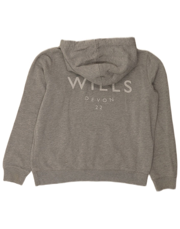 Jack Wills Womens Devon Graphic Hoodie Jumper UK 16 Large Grey Cotton