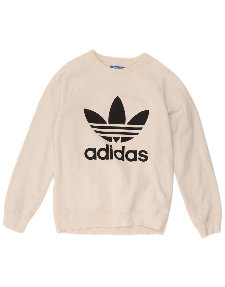 Ανδρικό γραφικό φούτερ Adidas Jumper Μικρό λευκό βαμβακερό