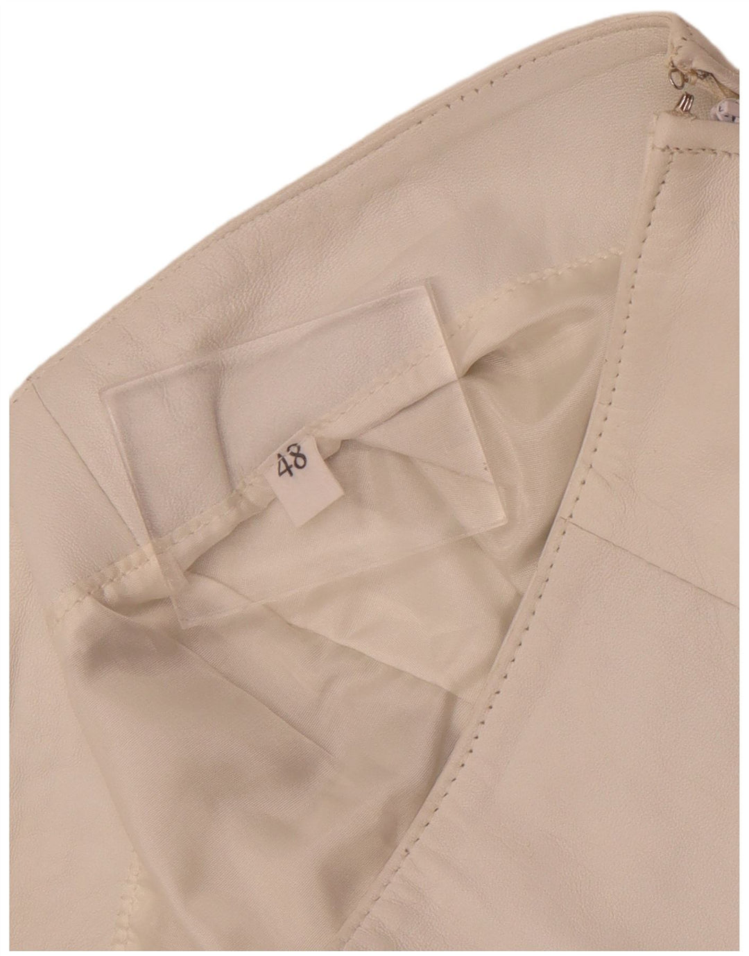 Vintage Γυναικεία Δερμάτινη Φούστα IT 48 XL W32 Λευκή