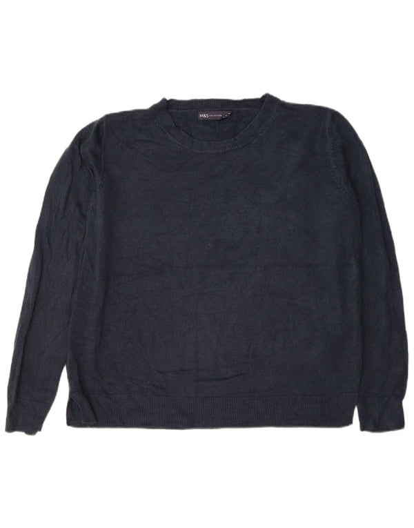 Marks & Spencer Γυναικείο πουλόβερ με λαιμό σκάφος UK 18 XL Navy Blue Acrylic