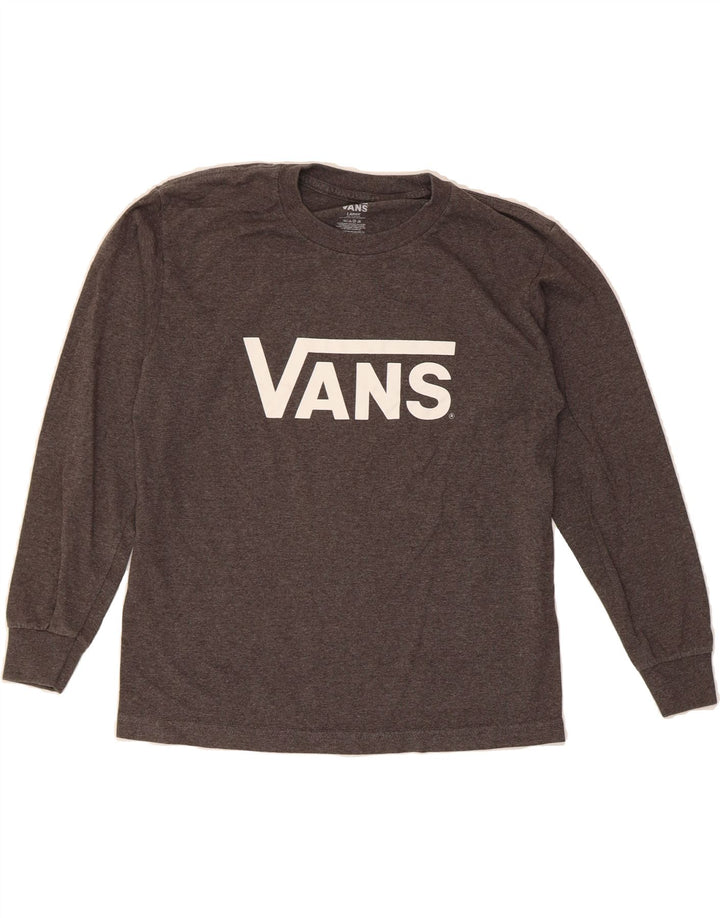 VANS Boys Graphic Top Long Sleeve 12-13 Years Large Grey Cotton Vintage Vans and Second-Hand Vans from Messina Hembry 