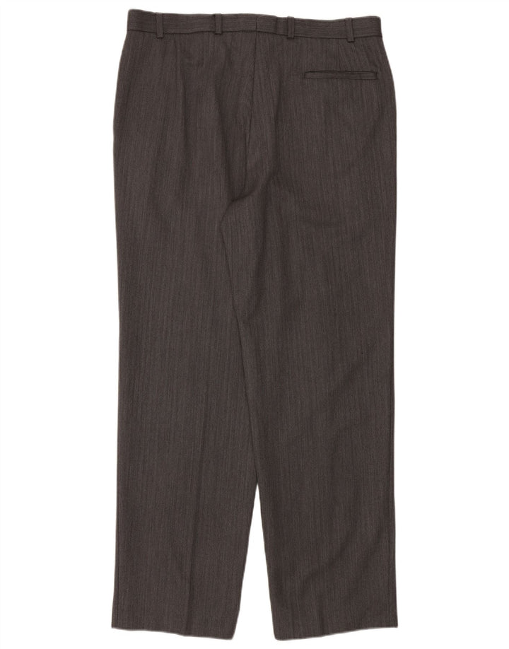 Ανδρικό ίσιο παντελόνι Marks & Spencer W36 L31 Γκρι μαλλί ψαροκόκαλο