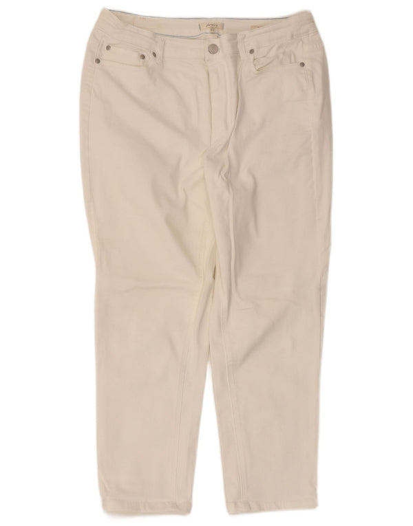 Joules γυναικείο ίσιο casual παντελόνι UK 16 μεγάλο W34 L25 λευκό βαμβακερό