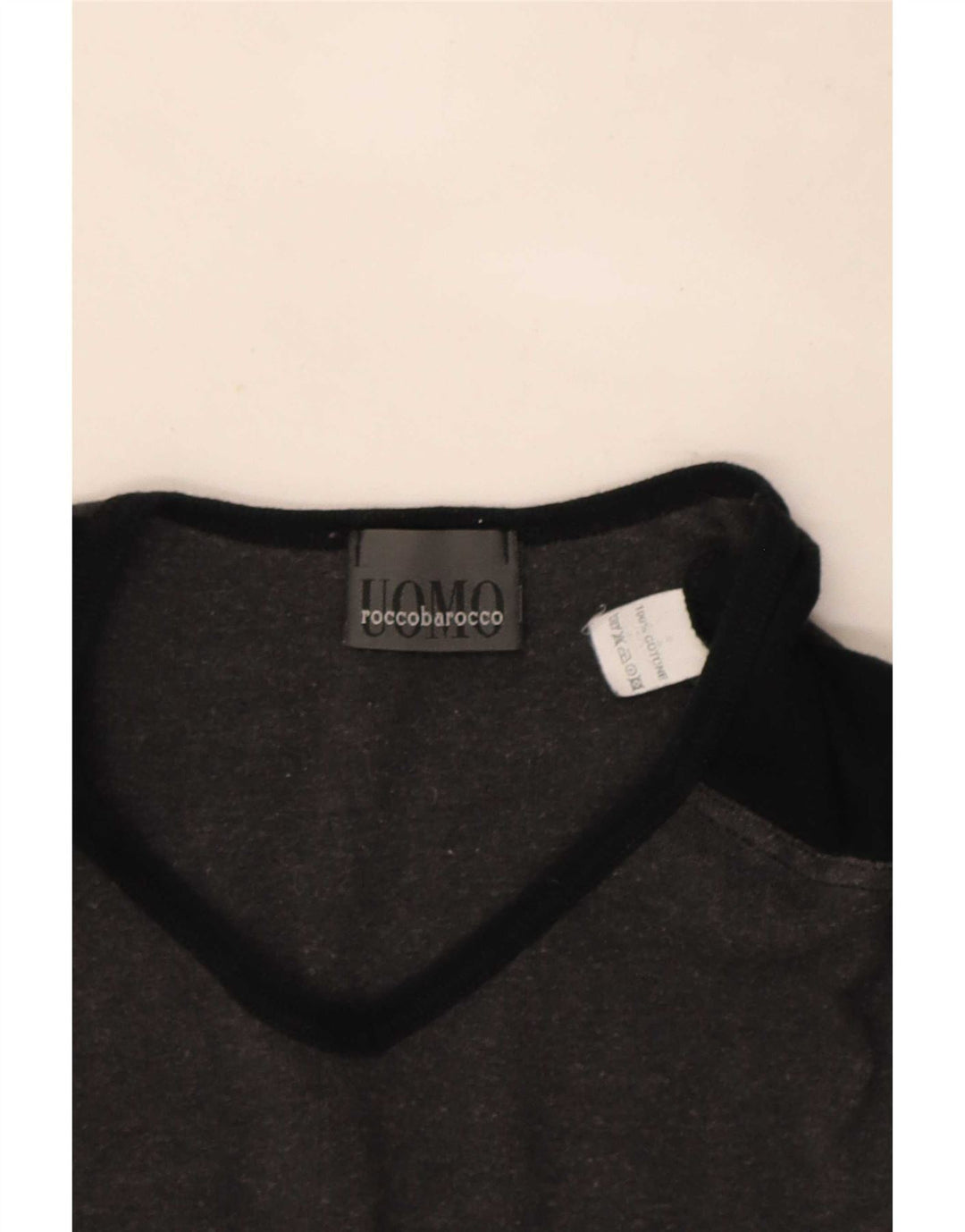 Ανδρικό T-Shirt Roccobarocco Top Large Grey Colourblock Βαμβακερό