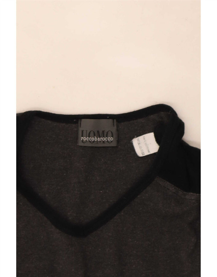 Ανδρικό T-Shirt Roccobarocco Top Large Grey Colourblock Βαμβακερό