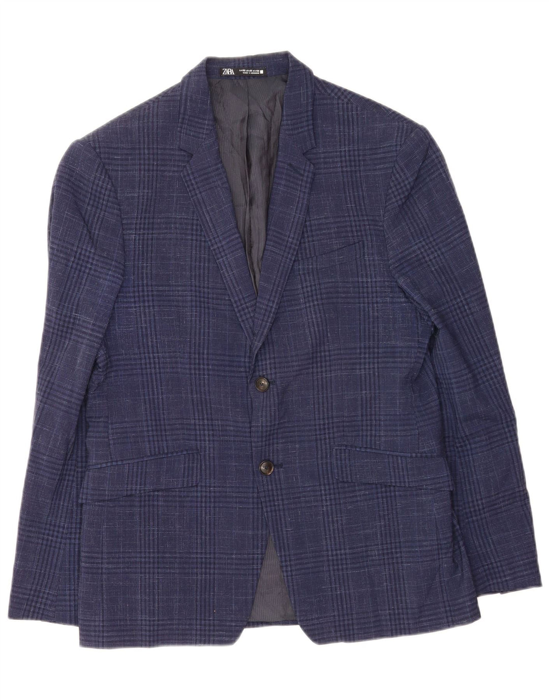 Zara Ανδρικό μπλέιζερ με 2 κουμπιά μπουφάν EU 52 Large Navy Blue Houndstooth