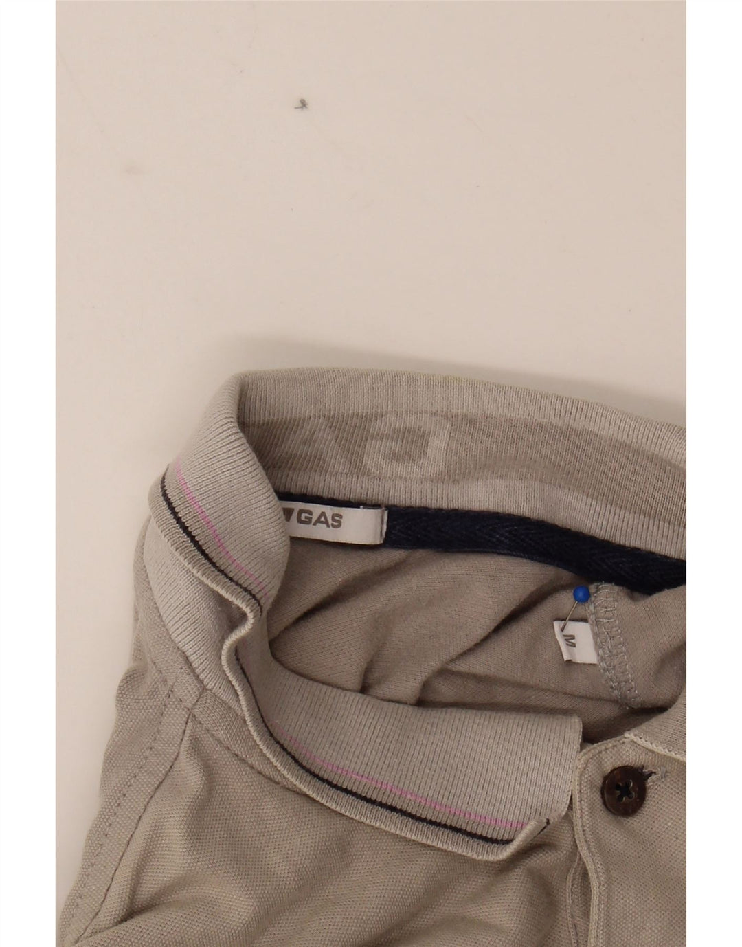 GAS Mens Long Sleeve Polo Shirt Medium Grey Cotton Vintage Gas and Second-Hand Gas from Messina Hembry 