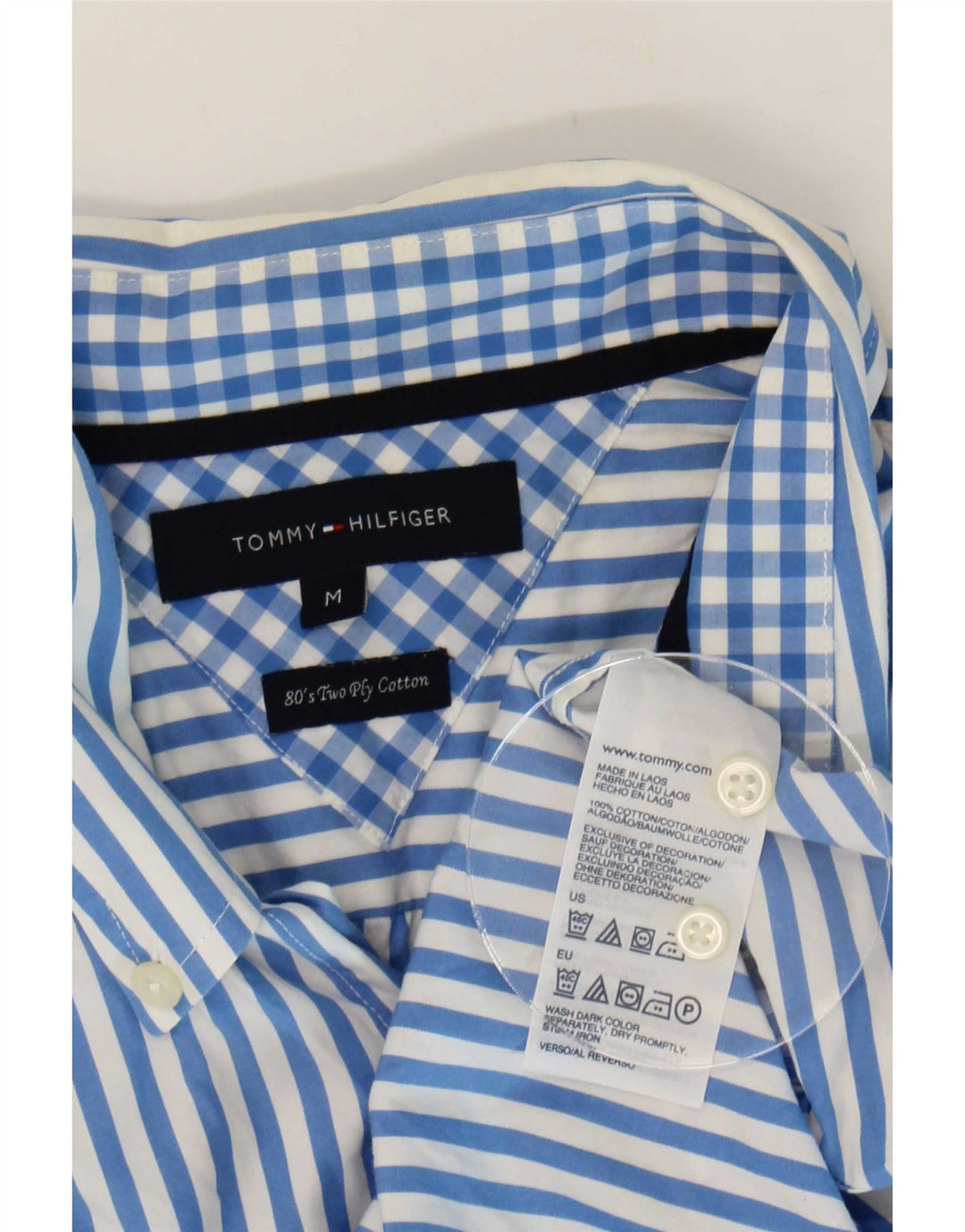 Ανδρικό πουκάμισο Tommy Hilfiger, Βαμβακερό με μεσαίο μπλε ρίγες