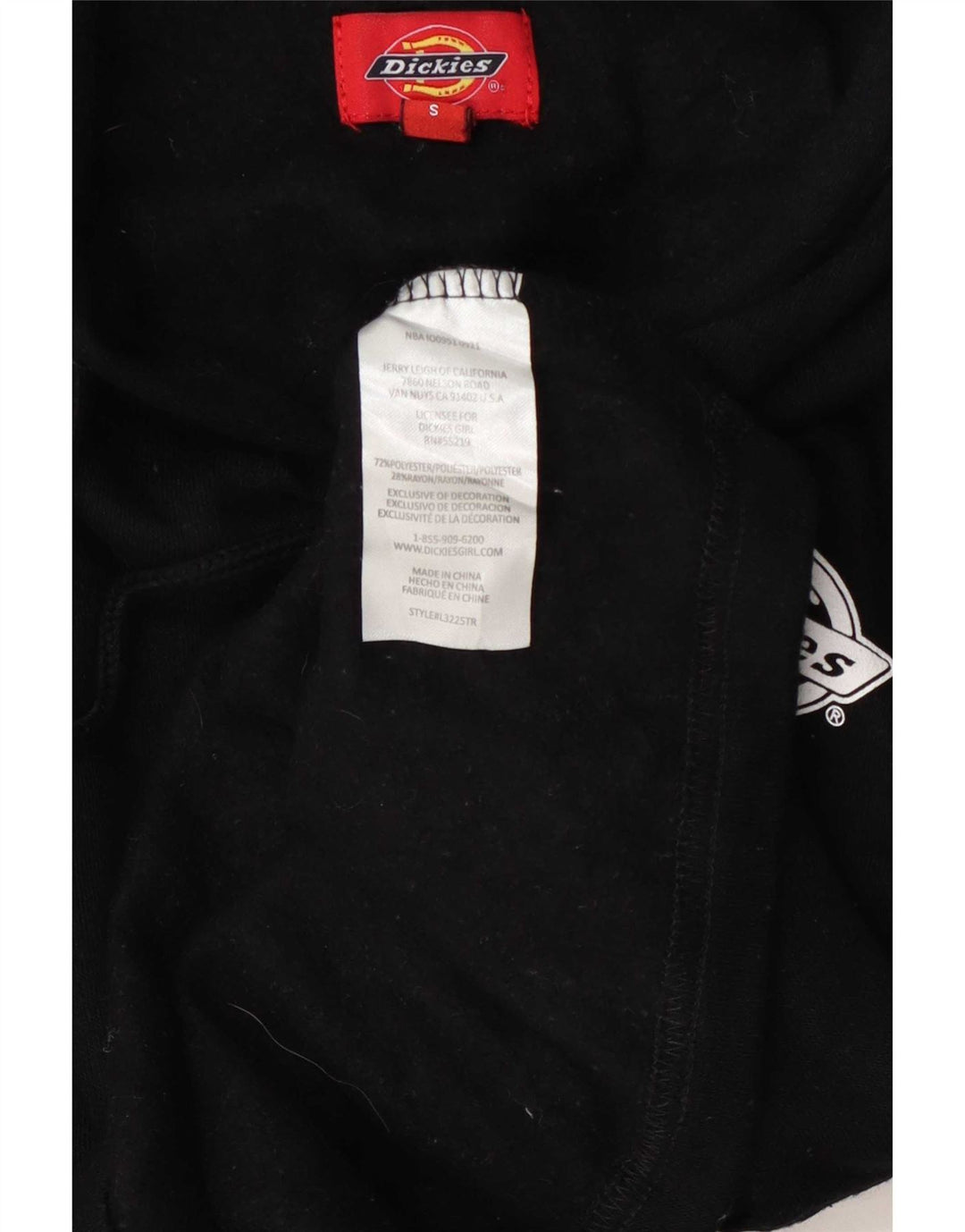 Dickies Womens Crop Oversized Hoodie Jumper UK 10 Small Black Polyester