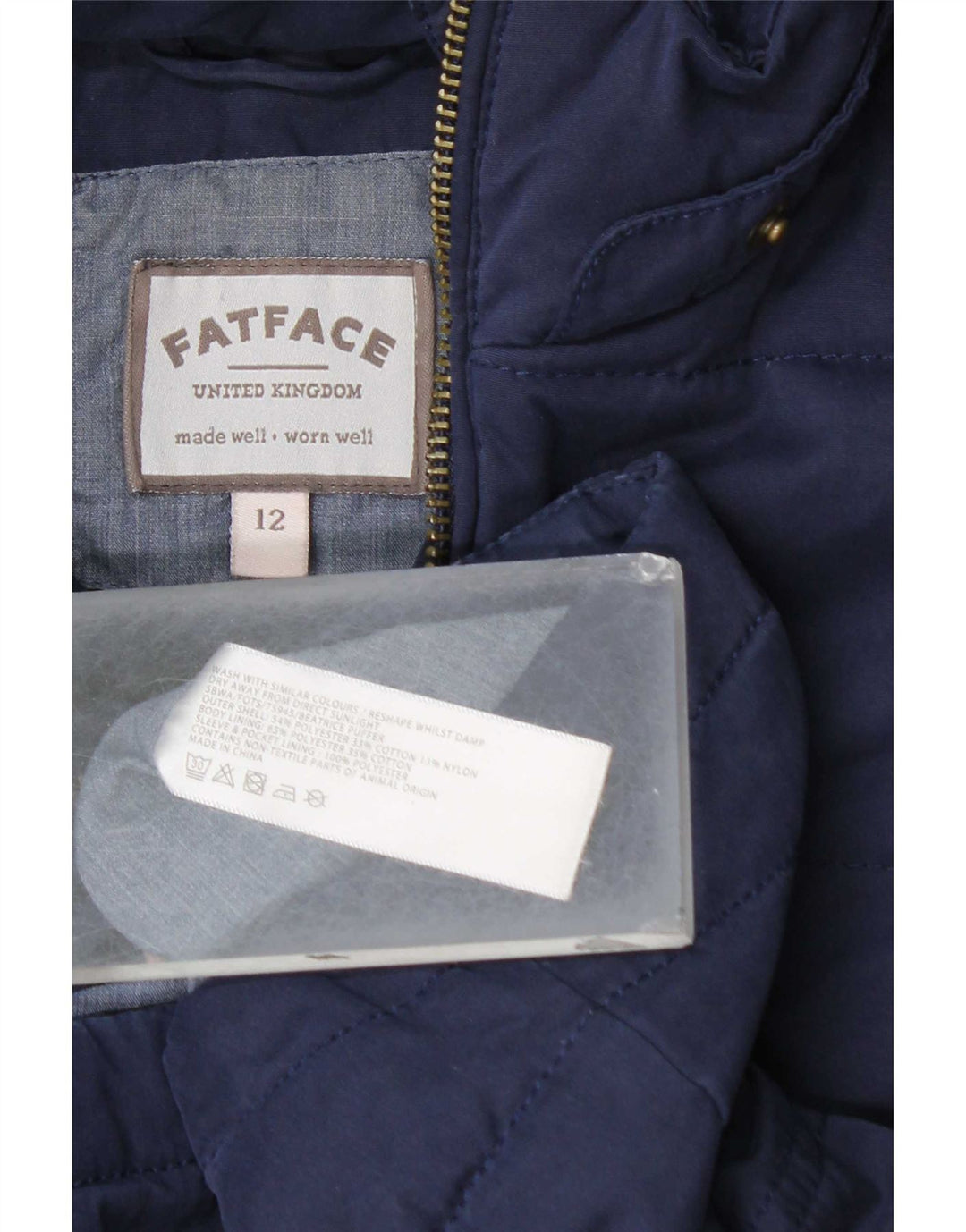 Fat Face Γυναικείο μπουφάν με κουκούλα UK 12 Medium Navy Blue Polyester