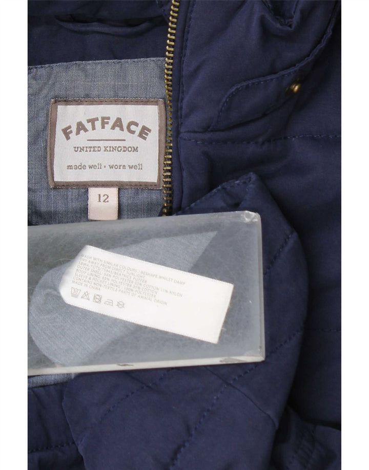 Fat Face Γυναικείο μπουφάν με κουκούλα UK 12 Medium Navy Blue Polyester