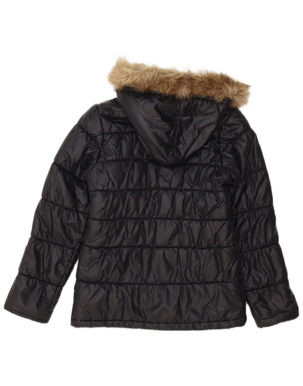 Puma Girls Hooded Padded Jacket 11-12 Years Black Polyester