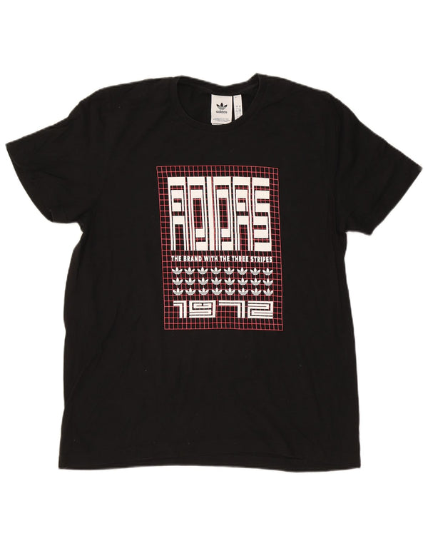 Ανδρικό γραφικό T-Shirt Adidas Top μεγάλο μαύρο βαμβακερό