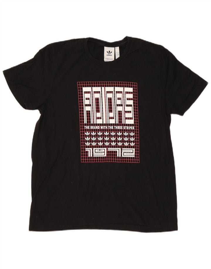 Ανδρικό γραφικό T-Shirt Adidas Top μεγάλο μαύρο βαμβακερό