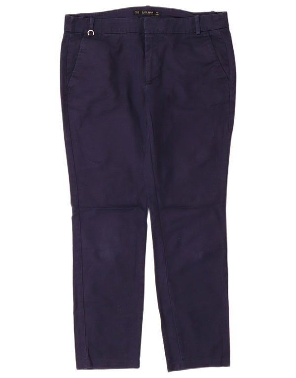 Zara Γυναικείο κωνικό παντελόνι Chino EU 40 Medium W30 L27 Navy Blue Classic