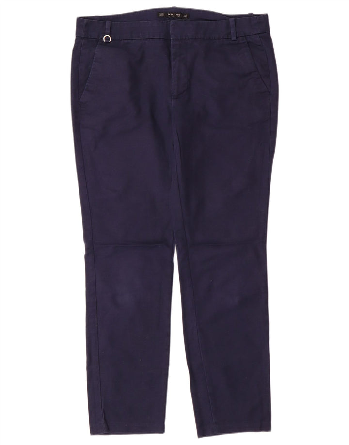 Zara Γυναικείο κωνικό παντελόνι Chino EU 40 Medium W30 L27 Navy Blue Classic