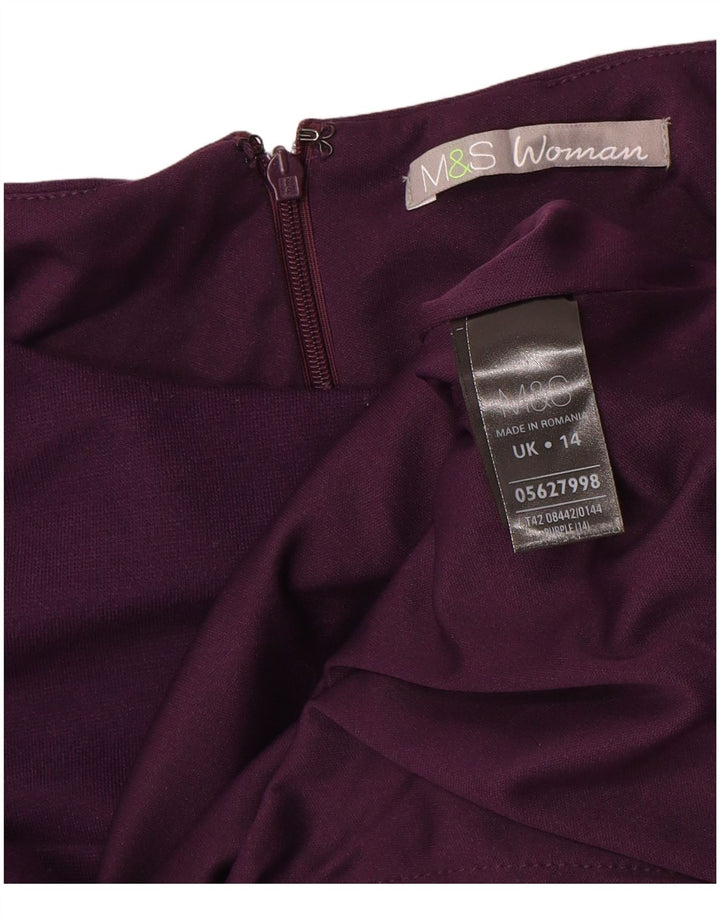 MARKS & SPENCER Γυναικείο φόρεμα Peplum UK 14 Medium Purple Polyester