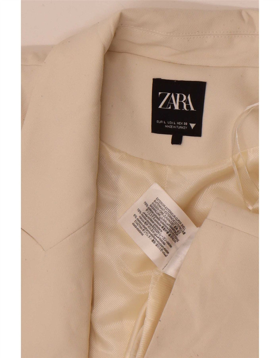 Zara Γυναικείο ανοιχτό μπουφάν Bolero UK 16 Large Off White Polyester