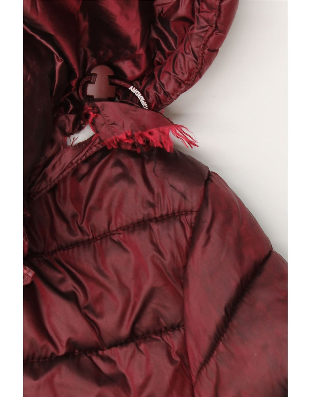 Superdry γυναικείο μπουφάν με κουκούλα με επένδυση UK 14 Medium Burgundy Nylon