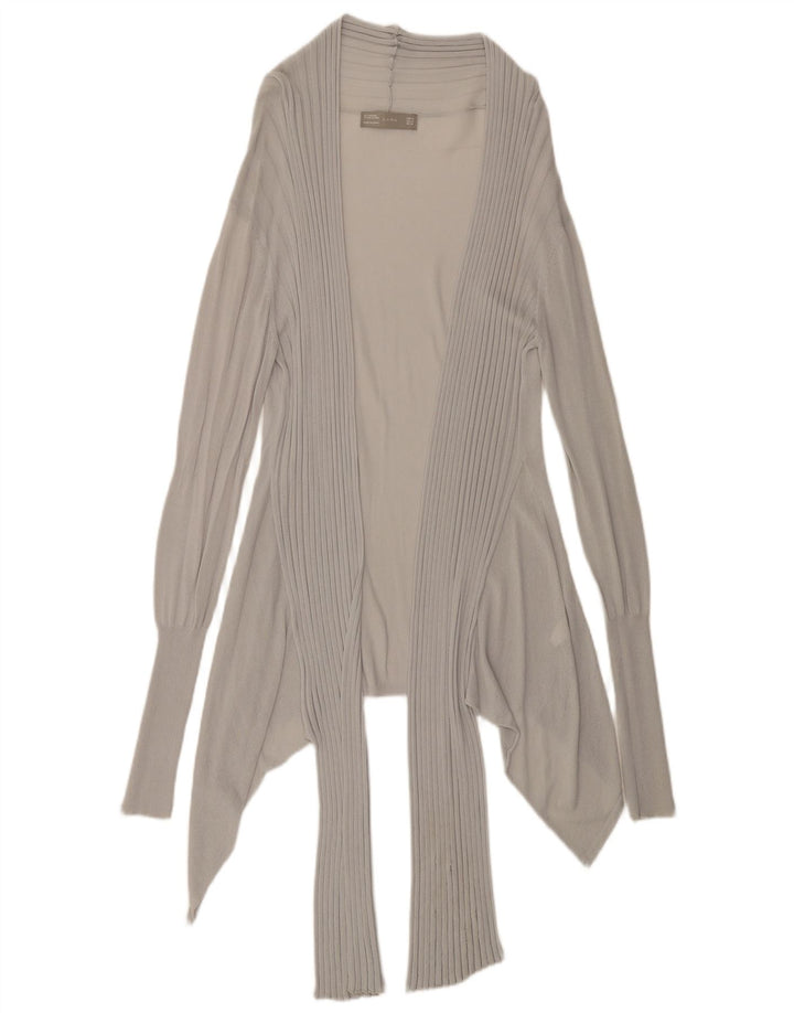 Zara Γυναικεία Longline See Through Cardigan Top 12 μεσαία γκρι βισκόζη