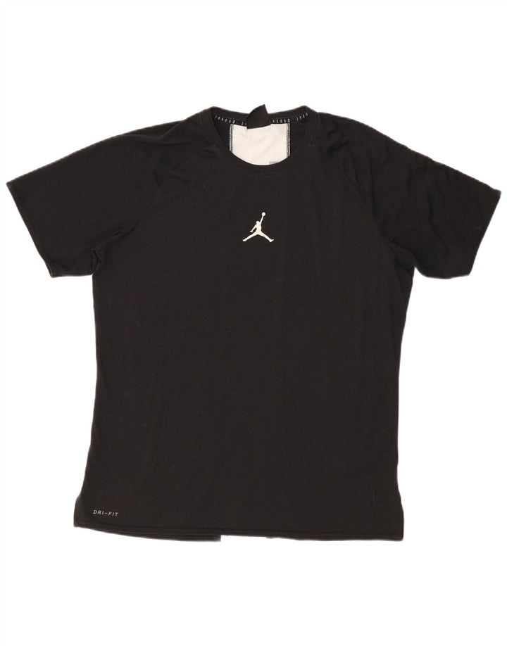 Jordan Ανδρικό γραφικό T-Shirt Dri Fit Top Large Black Colourblock Πολυεστέρας