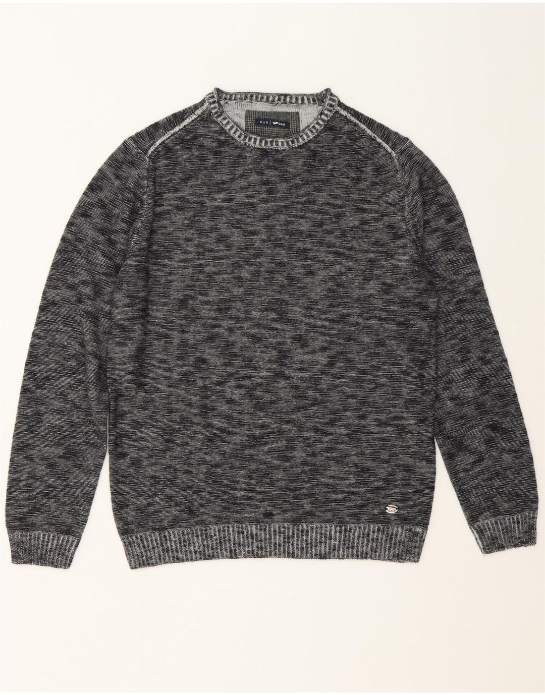 GAS Mens Crew Neck Jumper Sweater XL Grey Cotton Vintage Gas and Second-Hand Gas from Messina Hembry 