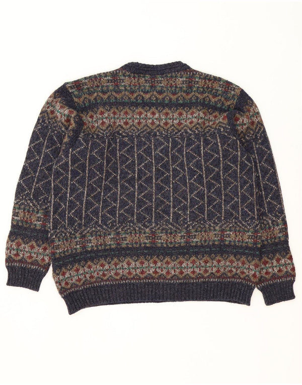 Ανδρικό πουλόβερ Marks & Spencer Crew Neck Jumper Medium Navy Blue Fair Isle