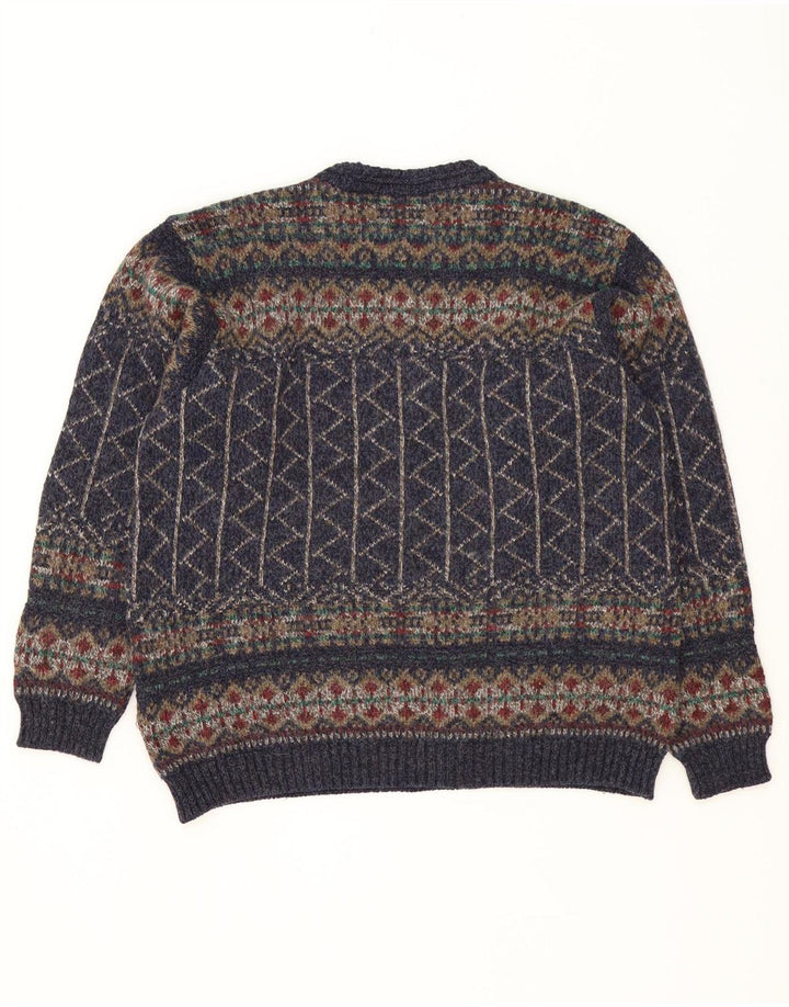 Ανδρικό πουλόβερ Marks & Spencer Crew Neck Jumper Medium Navy Blue Fair Isle