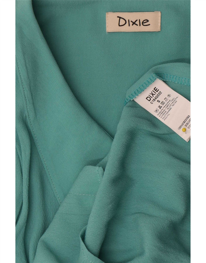 Vintage γυναικείο πουκάμισο μπλούζα UK 10 Small Blue Viscose