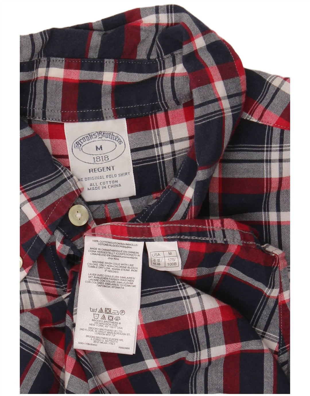 Brooks Brothers Ανδρικό κοντομάνικο πουκάμισο Regent, μεσαίο μπλέ καρό