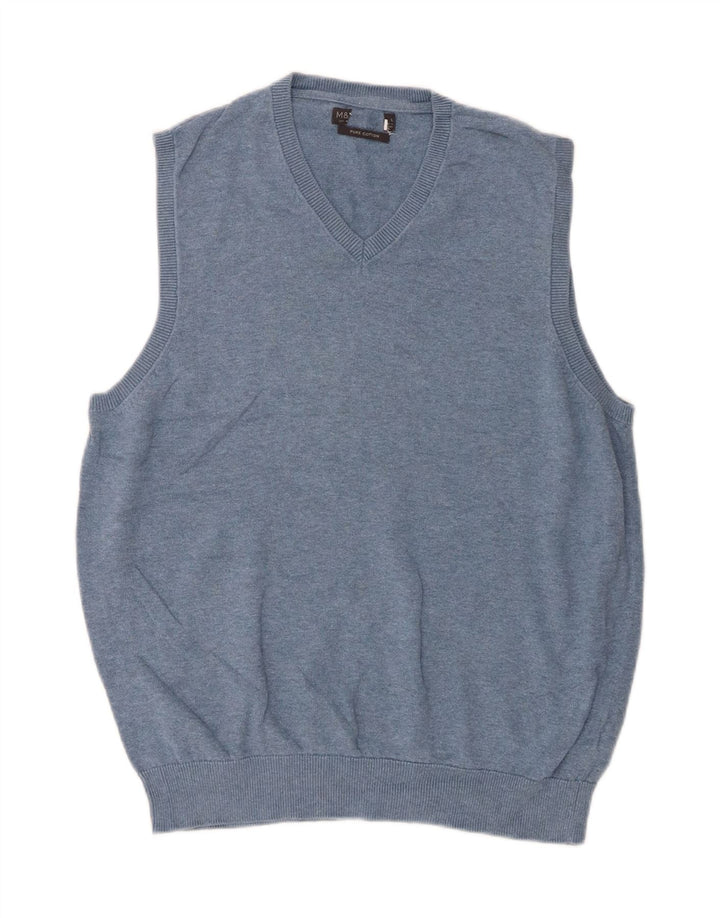 Marks & Spencer Ανδρικό γιλέκο Tank Top μεγάλο μπλε βαμβακερό